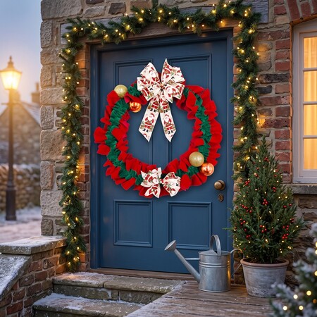 Simple Ribbon Coronis - Festiva Ruffled Basi Feriae Decor Set